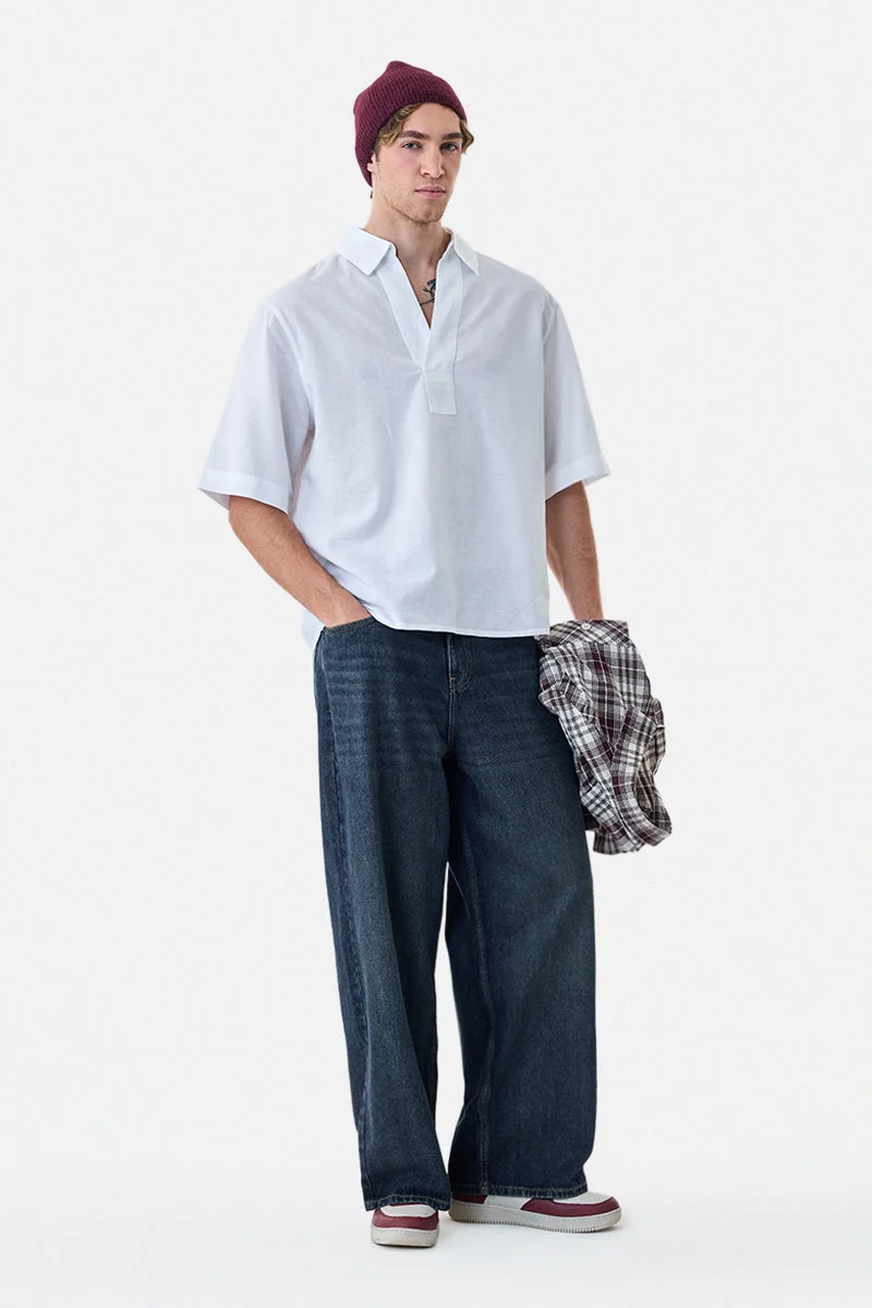 SNITCH Linen Blend Box Fit Popover Shirt